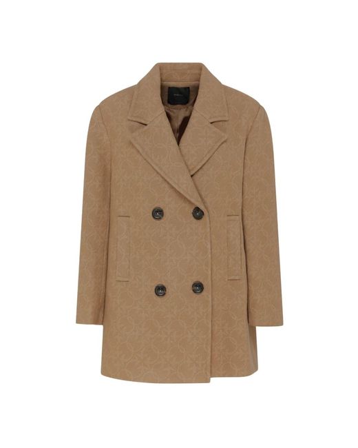 Double-Breasted Coats Pinko de color Brown