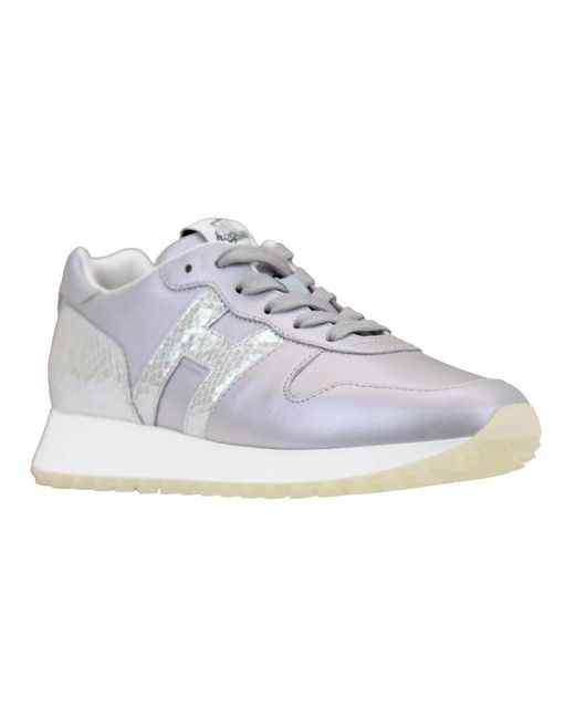 Hogan White Leder-Sneaker Mit Logo-Patch