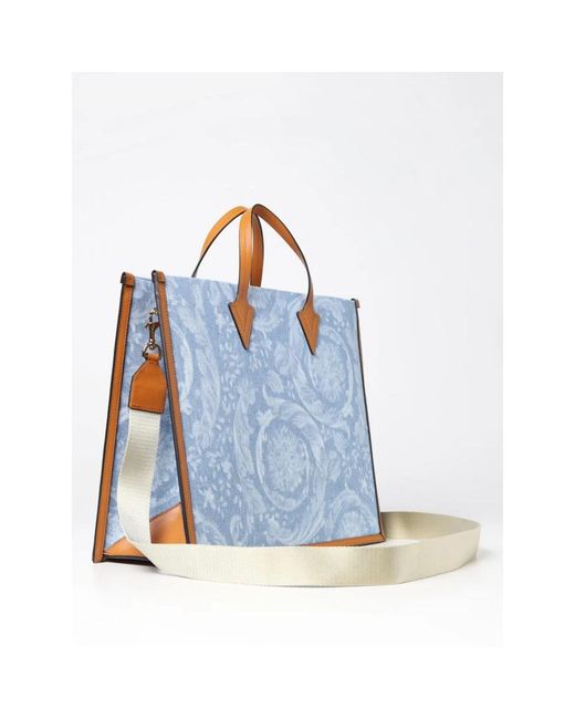 Versace Bedruckte Denim-Tasche in Blue für Herren