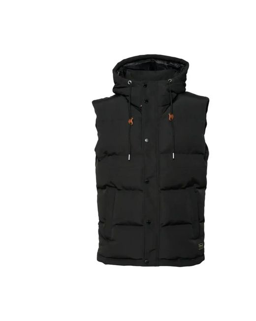 Superdry Jassen ,Zwart ,Everest Mouwloos Hooded Puffer Vest in het Black voor heren