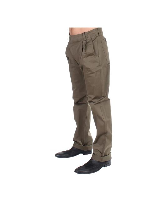 Gianfranco Ferré Grüne baumwoll-stretch-logo-hose in Gray für Herren
