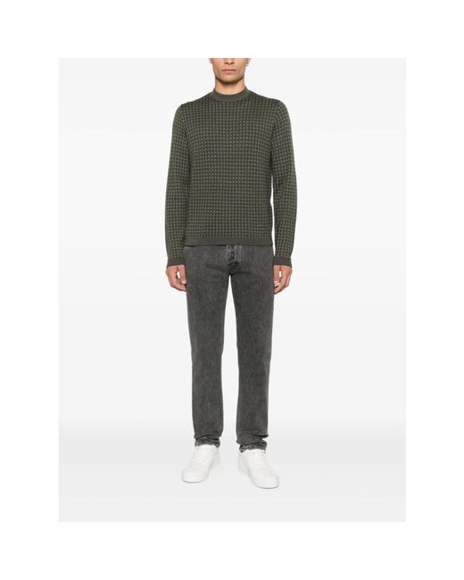 Emporio Armani Green Round-Neck Knitwear for men