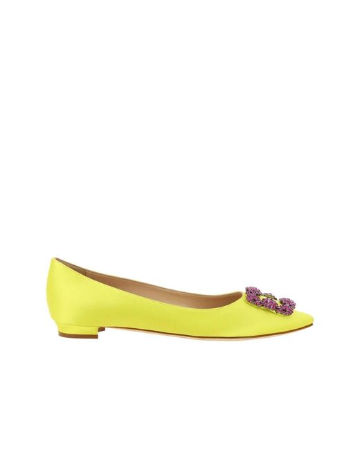 Manolo Blahnik Yellow Hangisi Ballerina Shoes