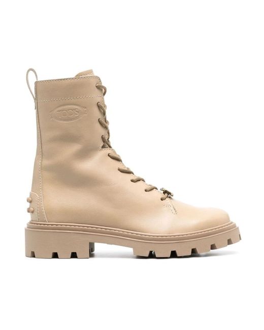 Tod's Natural Lace-Up Boots