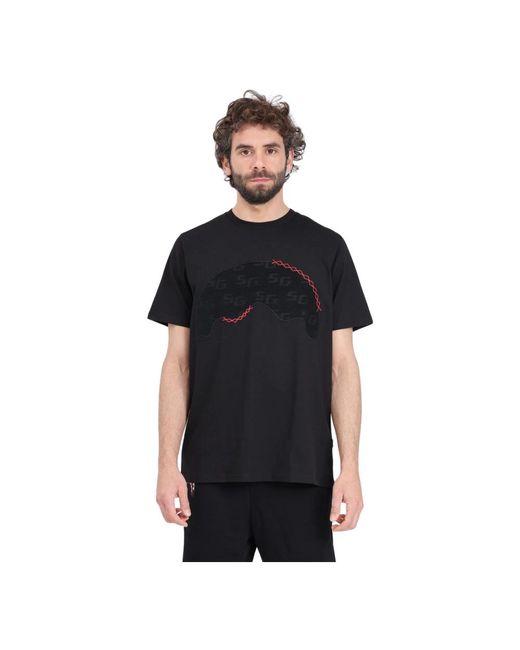 Magliette nera con ricamo bocca squalo di Sprayground in Black da Uomo