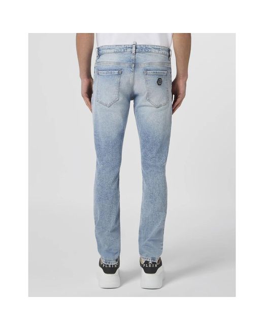 Philipp Plein Super Straight Cut Jeans Basic in het Blue voor heren