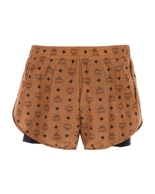 MCM Korte Broeken ,Bruin ,Nylon Gedrukte Nylon Shorts Voor Mannen in het Brown voor heren