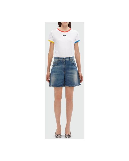 MSGM Blue Denim Shorts