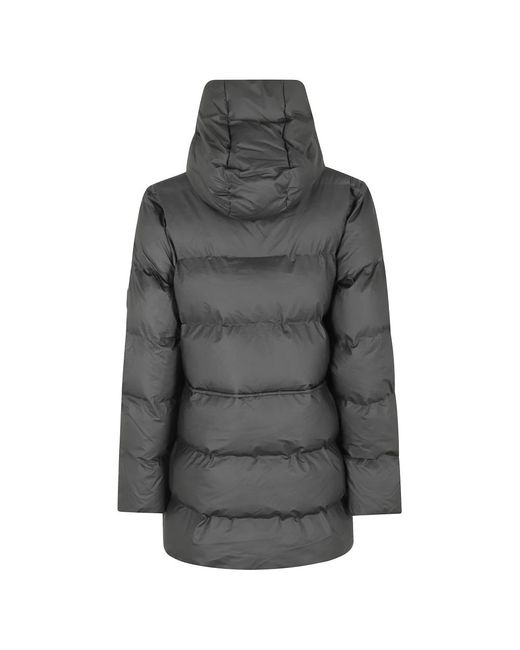 Rains Jassen ,Zwart ,Polyester Steen Gewatteerde Puffer Parka in het Gray