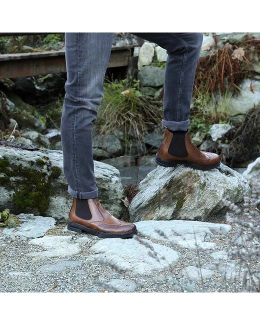 DUCA DI MORRONE Moderne Leder Stiefeletten Mit Laserdetails in Brown für Herren