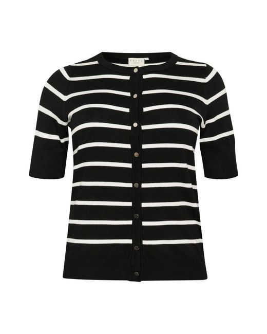 Kaffe Truien & Vesten ,Zwart ,Nylon Feminine Kortemouw Gestreepte Vest in het Black