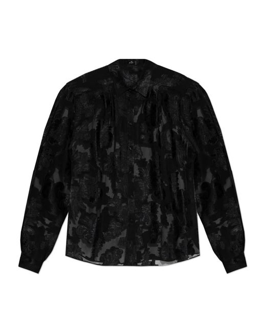 Etro Overhemden ,Zwart ,Chiffon Fil Coupé Chiffon Button-Up Shirt in het Black