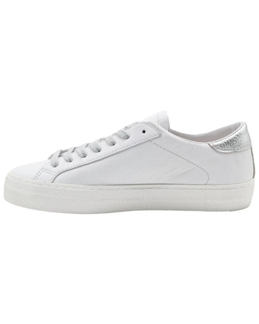 Date White Vintage calf sneakers weiß silber