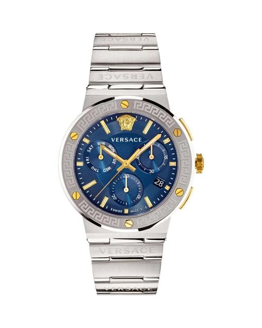 Versace Accessoires ,Grijs ,Herenhorloge Greca Logo in het Metallic voor heren
