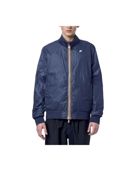 K-Way Jassen ,Blauw ,Nylon Omkeerbaar Bomberjack in het Blue voor heren