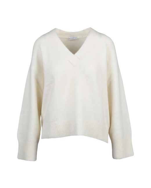 Ballantyne White V-Neck Knitwear