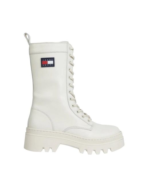 Tommy Hilfiger White Lace-Up Boots