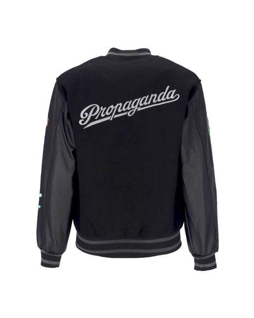 Propaganda Jassen ,Zwart ,Leer Dirty Street College Jacket in het Blue voor heren