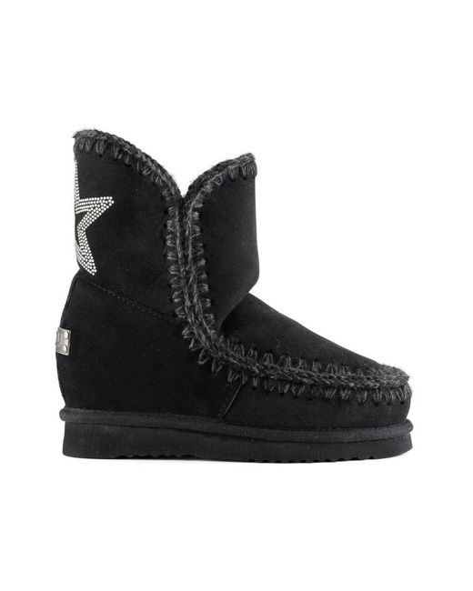 Mou Black Stilvolle eskimo-stiefel mit rückenpatch