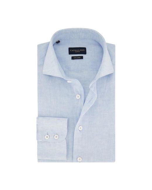 Cavallaro Napoli Zakelijk Overhemd Lichtblauw Slim Fit in het Blue voor heren