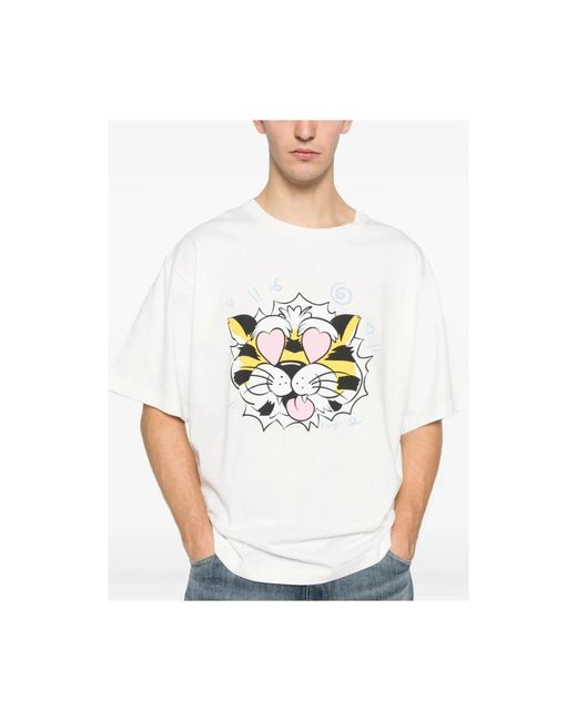 KENZO Tops ,Wit ,Katoen Wild Tiger Oversized T-Shirt in het White voor heren