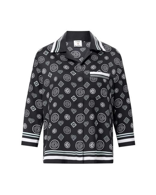Casablanca Satin Monogram Blouse in het Black