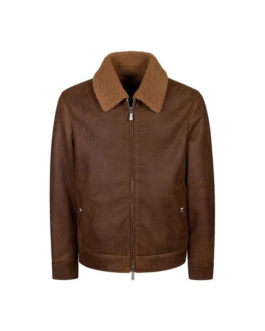 Eleventy Brown Leather Jackets for men