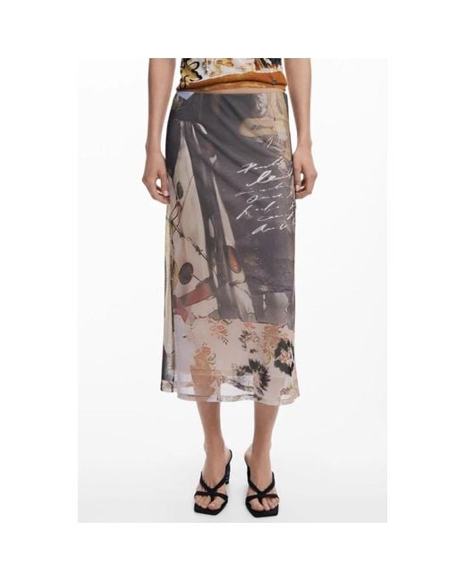 Desigual Brown Midi Skirts