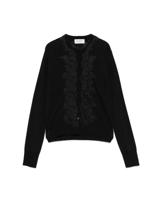 Ermanno Scervino Truien & Vesten ,Zwart ,Zwart Kant Cardigan Trui in het Black