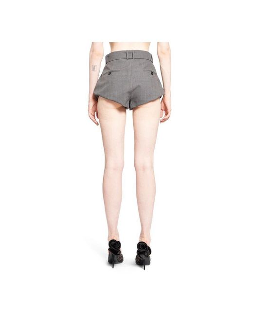 Magda Butrym Gray Graue Seiden-Twill-Shorts Mit Gürtel
