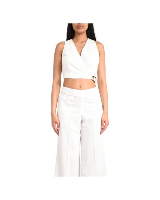 SIMONA CORSELLINI Cropped Wikkelblouse in het White