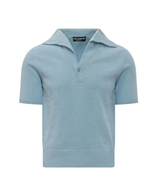 Dolce & Gabbana Blue V-Neck Knitwear for men