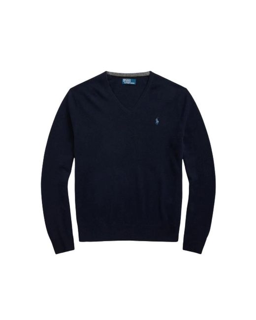 Polo Ralph Lauren Blue V-Neck Knitwear for men