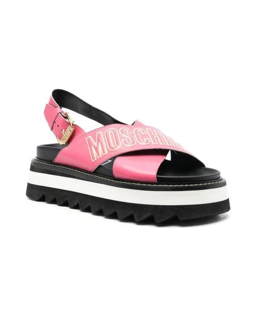 Moschino Red Flat Sandals