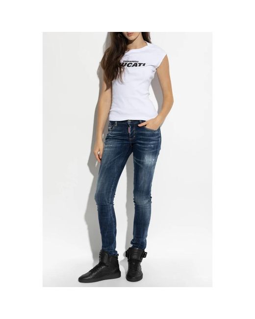 DSquared² Tops ,Wit ,Katoen X Ducati T-Shirt in het White