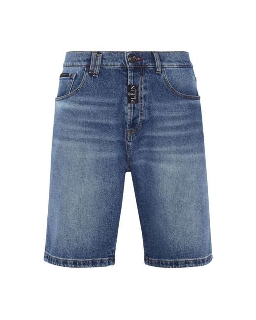 Philipp Plein Blue Denim Shorts for men