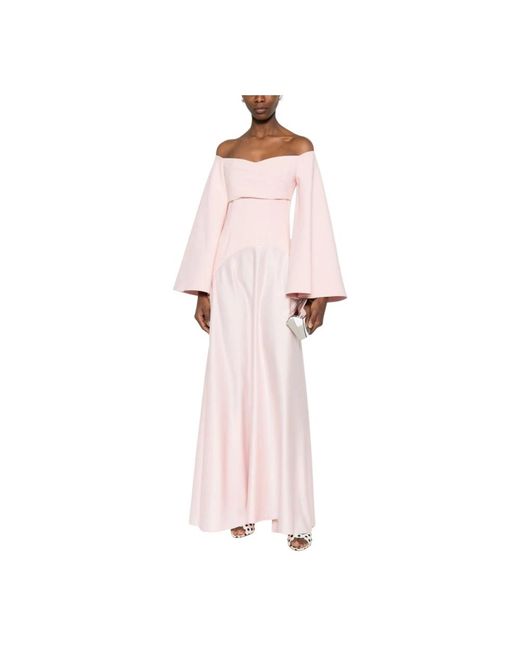 Solace London Off-Shoulder Flared Maxi Jurk in het Pink
