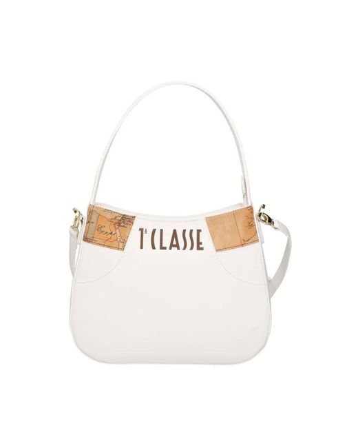 Alviero Martini 1A Classe White Geo Map Weiße Schultertasche