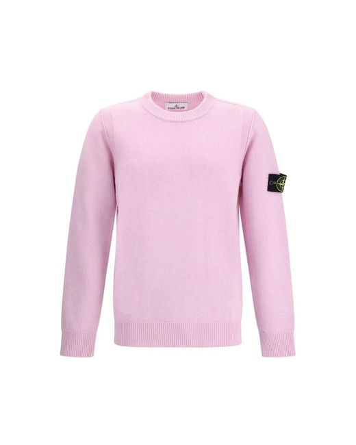 Stone Island Pink Round-Neck Knitwear for men