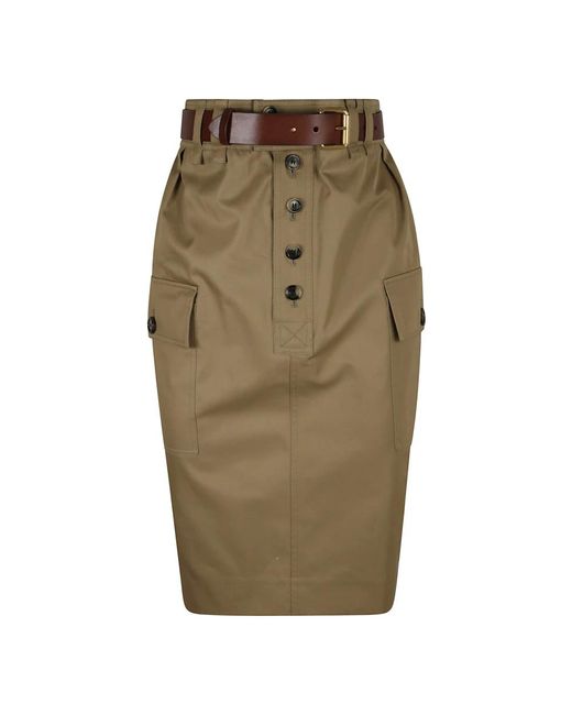 Midi Skirts Saint Laurent de color Green