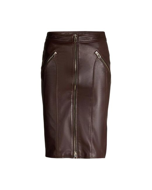 Joop! Rokken ,Bruin ,Leer Leren Rok Met Ritssluiting Details in het Brown