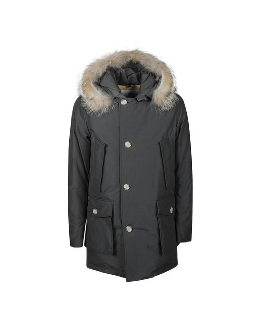 Woolrich Jassen ,Grijs ,Katoen Afneembare Bont Parka in het Black voor heren