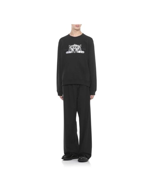 KENZO Hoodies & Sweatvesten ,Zwart ,Katoen Zwarte Crewneck Sweatshirt Met Tijger Borduurwerk in het Black voor heren