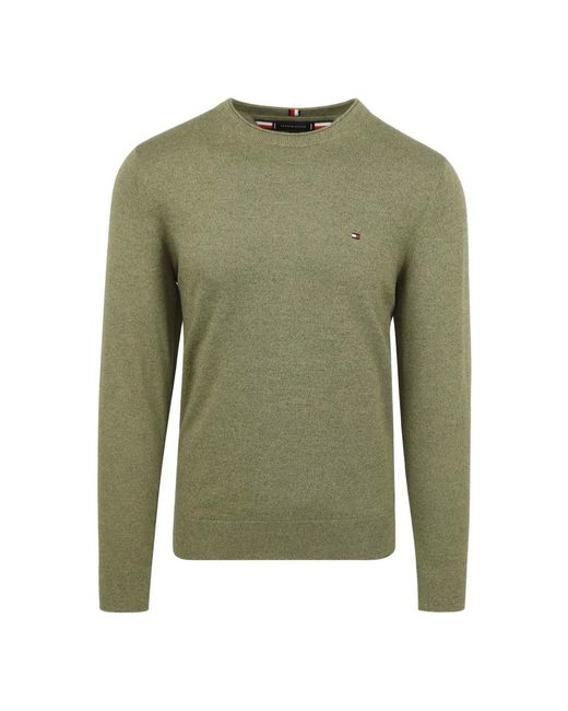 Maglione in cotone mouline di Tommy Hilfiger in Green da Uomo