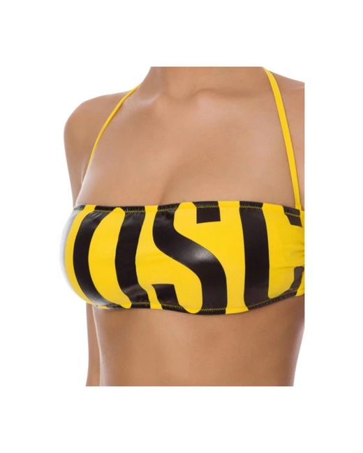 Moschino Badmode ,Geel ,Maxi Logo Bikini Top in het Yellow