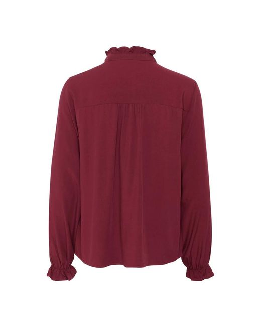 Cream Overhemden ,Rood ,Elegante Cabernet Shirt Met Pofmouwen in het Purple