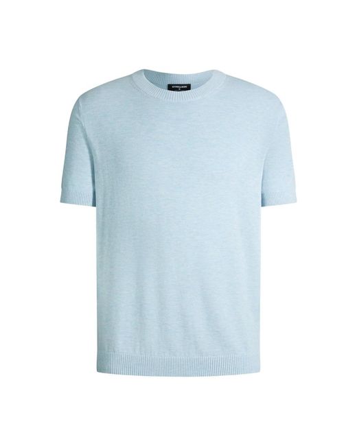 Strellson Gestricktes T-Shirt Mit Leichter Rippstruktur in Blue für Herren