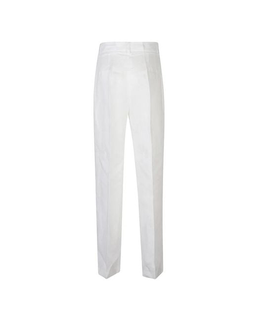 ACTUALEE White Straight Trousers