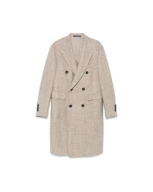 Tagliatore Natural Double-Breasted Coats for men