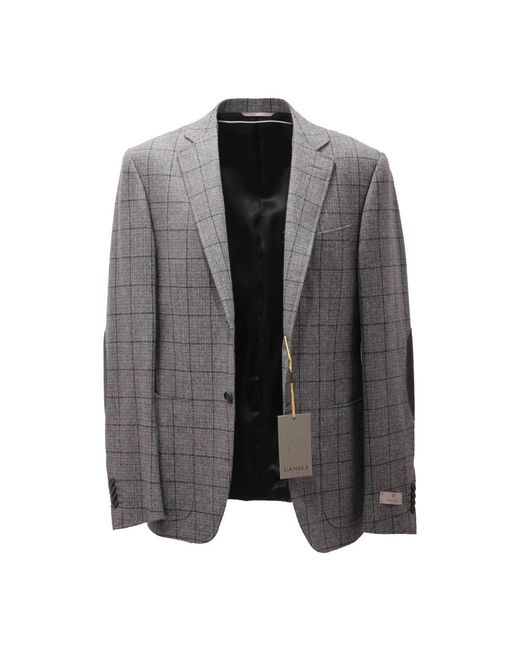 Canali Jassen ,Grijs ,Wol Grijs/Blauw Wol/Kasjmier Jas in het Gray voor heren